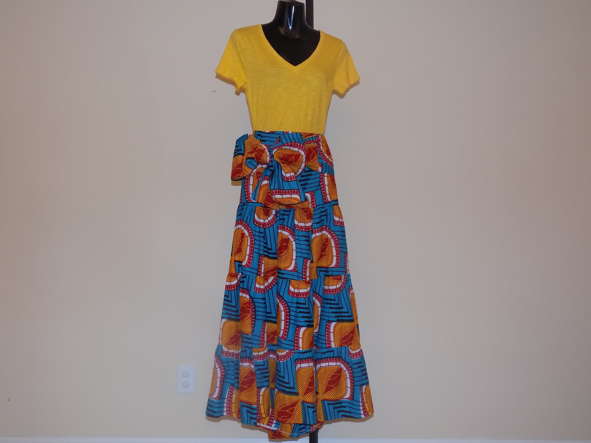 African Print Skirt w/ Sash- Abigail