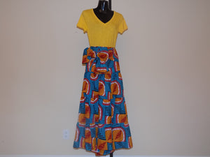 African Print Skirt w/ Sash- Abigail