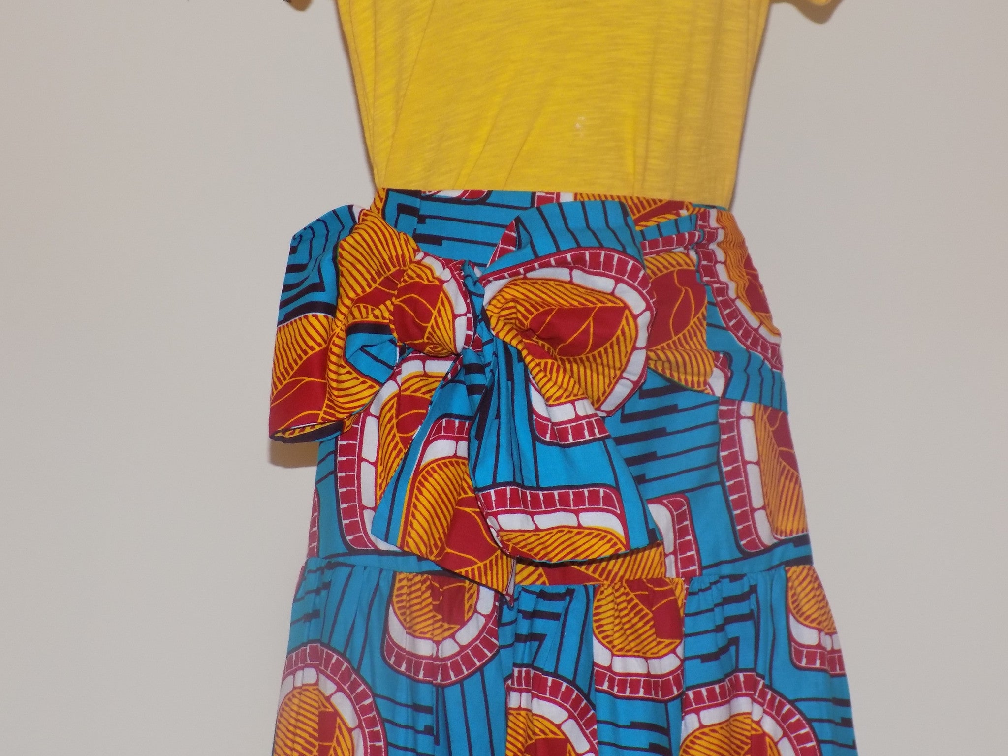 African Print Skirt w/ Sash- Abigail