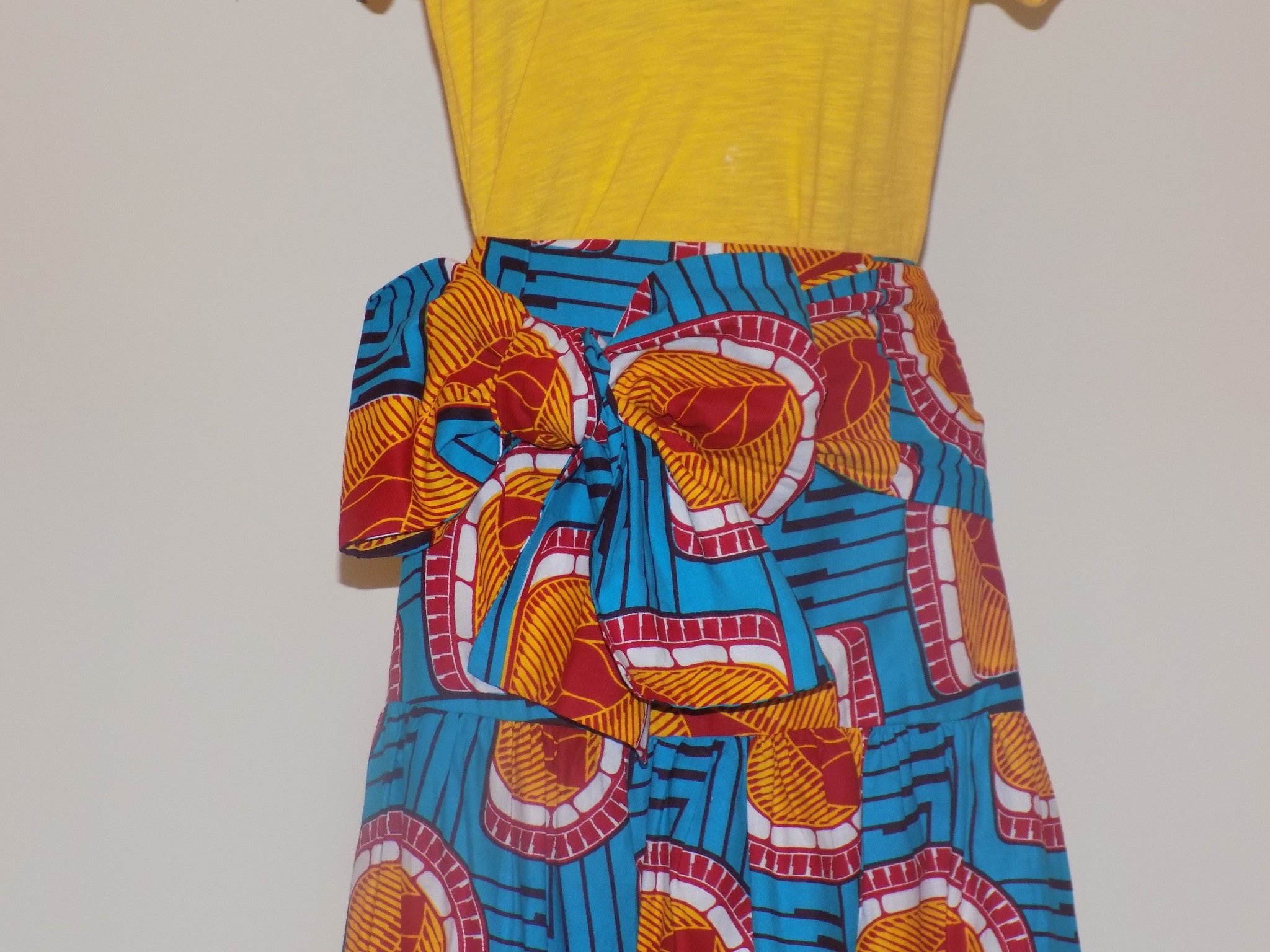 African Print Skirt w/ Sash- Abigail