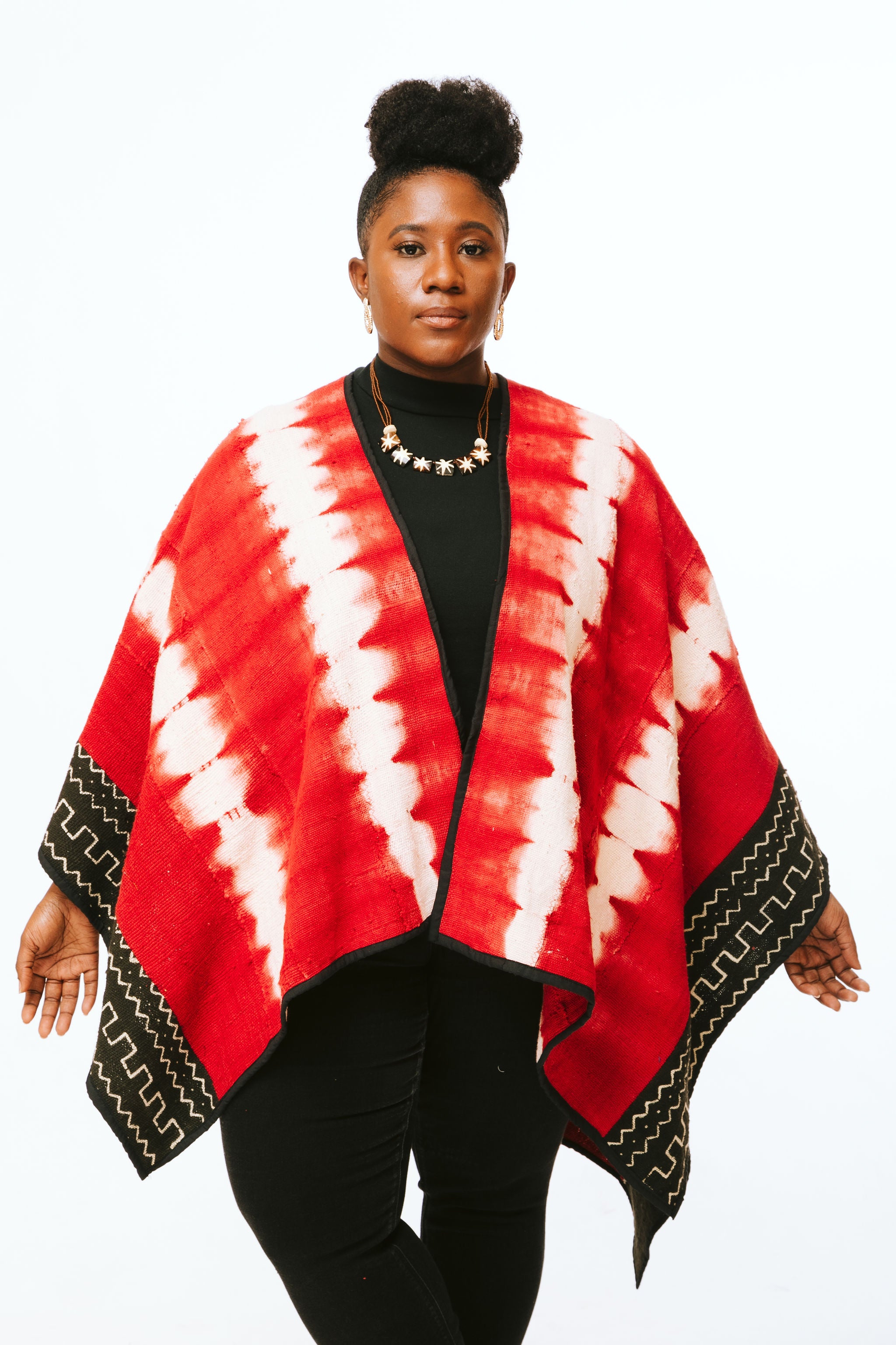 Red Mudcloth Cape