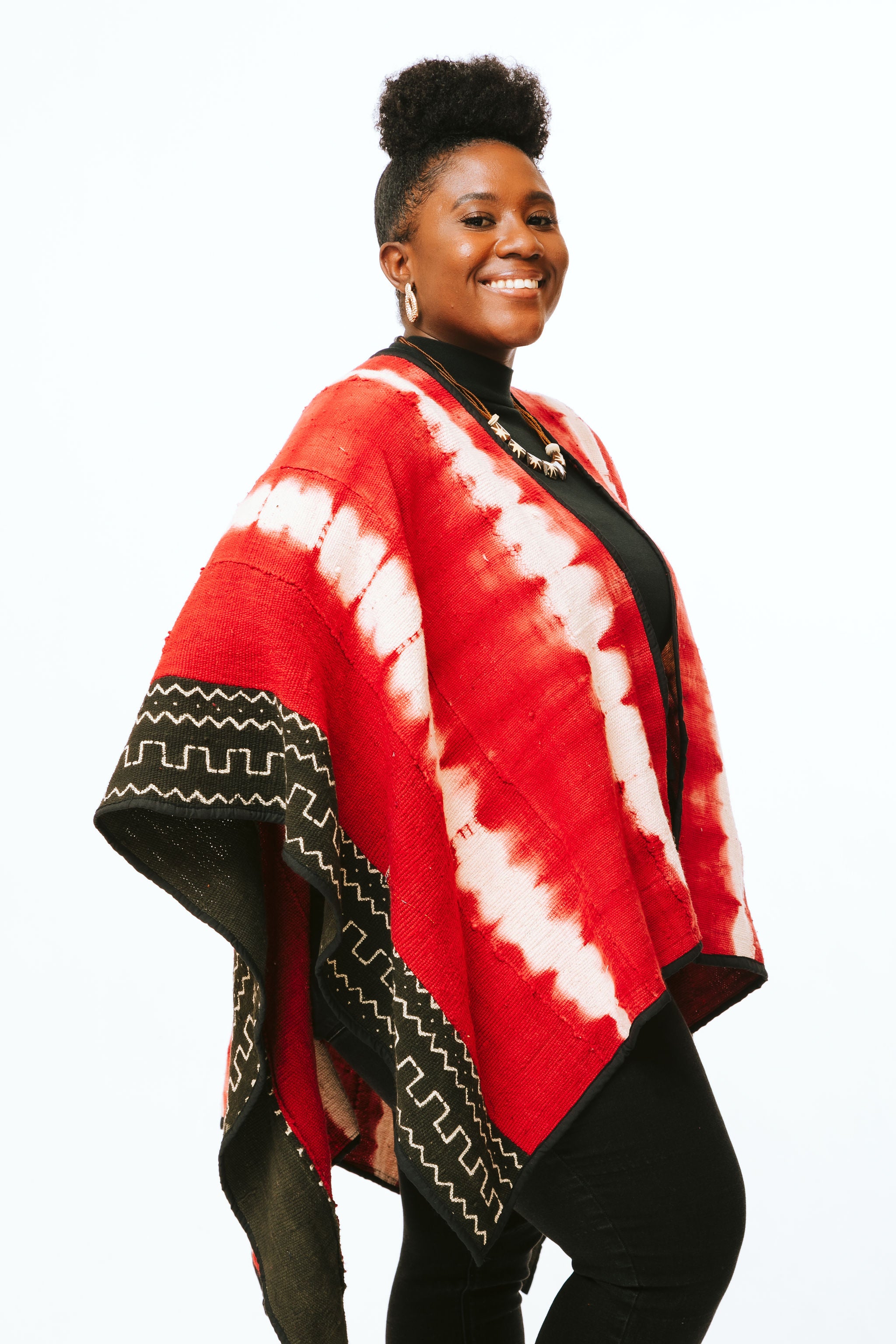 Red Mudcloth Cape