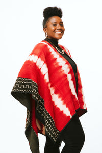 Red Mudcloth Cape