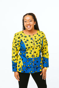 Yellow & Blue Stars Print Jacket