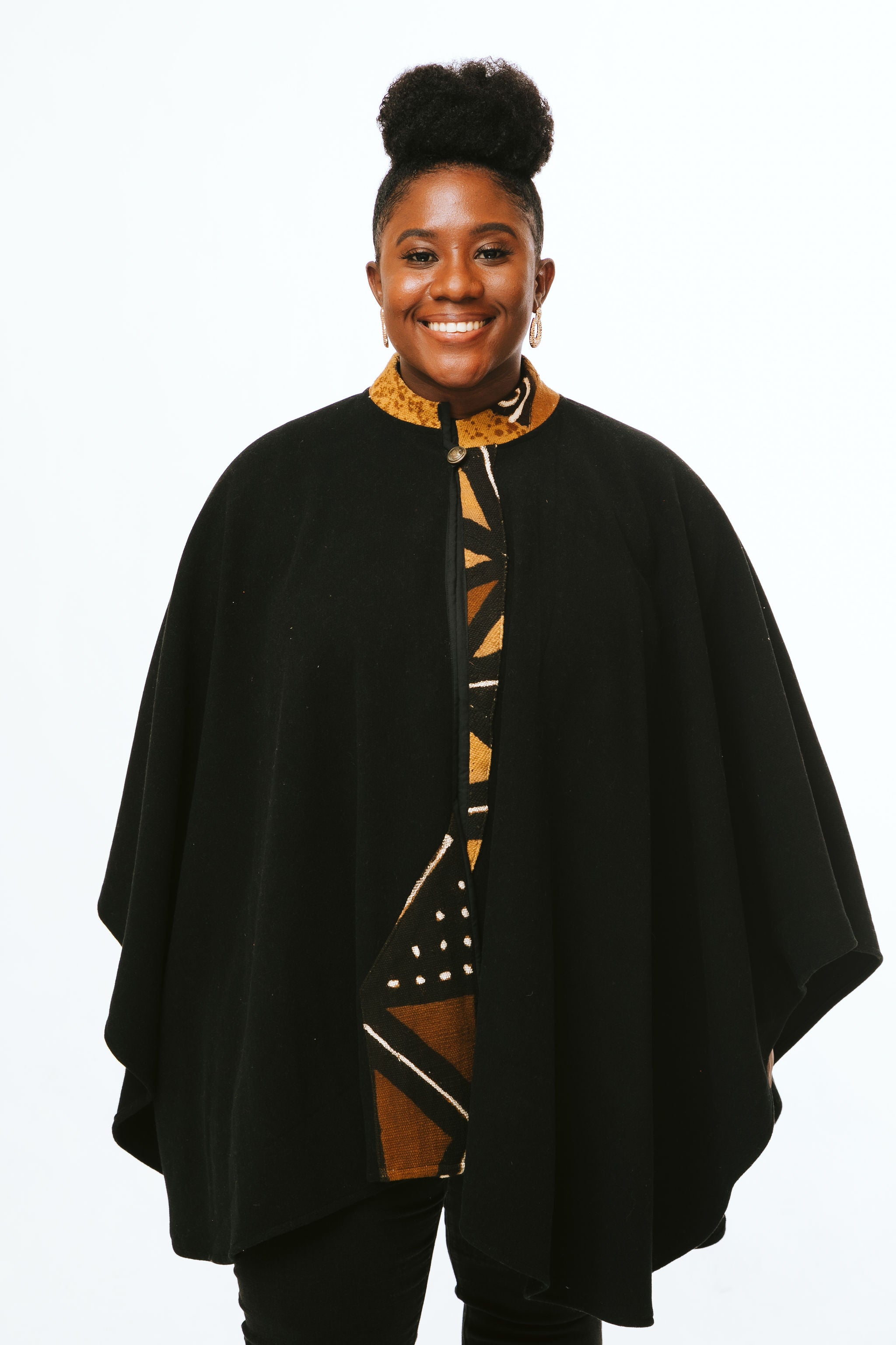 Black Mudcloth Cape