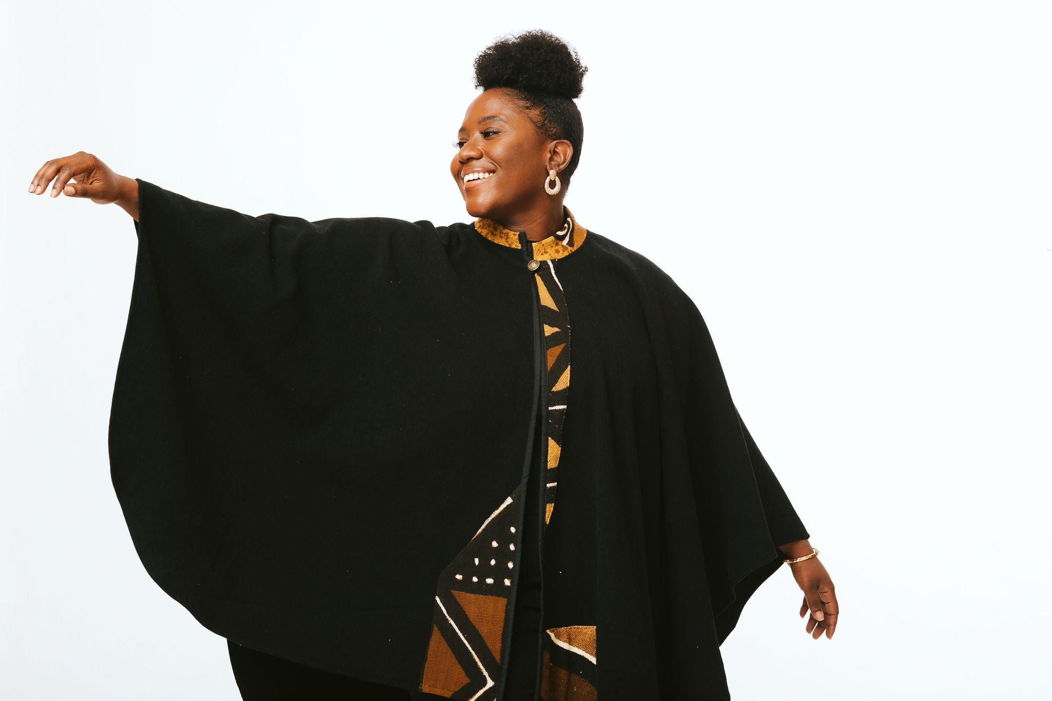 Black Mudcloth Cape