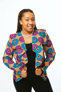 Blue & Purple Circle Print Jacket