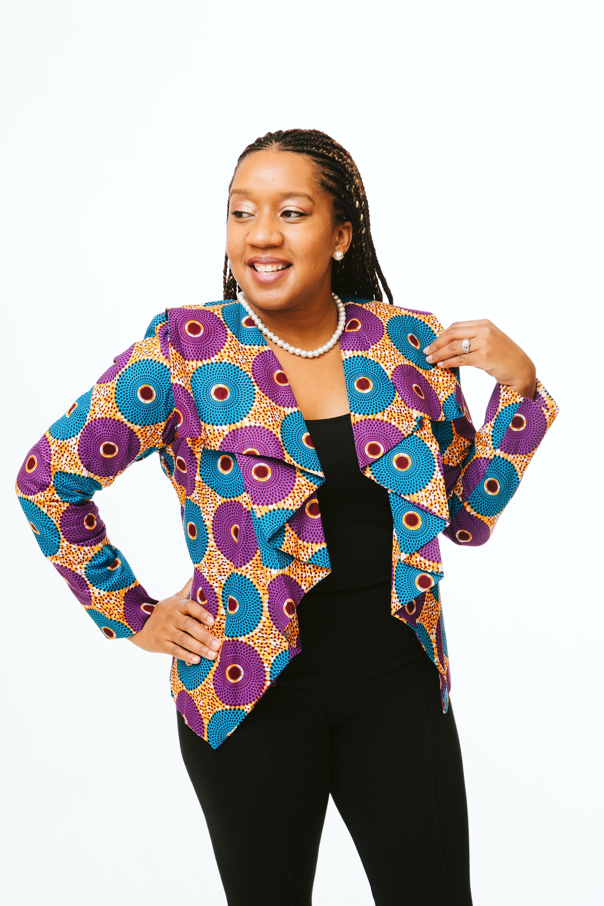 Blue & Purple Circle Print Jacket