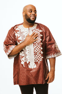 Brown Cotton Brocade Shirt