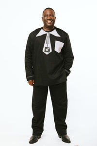 Black Cotton Pantset - Terrence