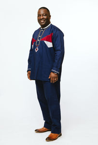 Navy Blue Cotton Pantset - Stephen