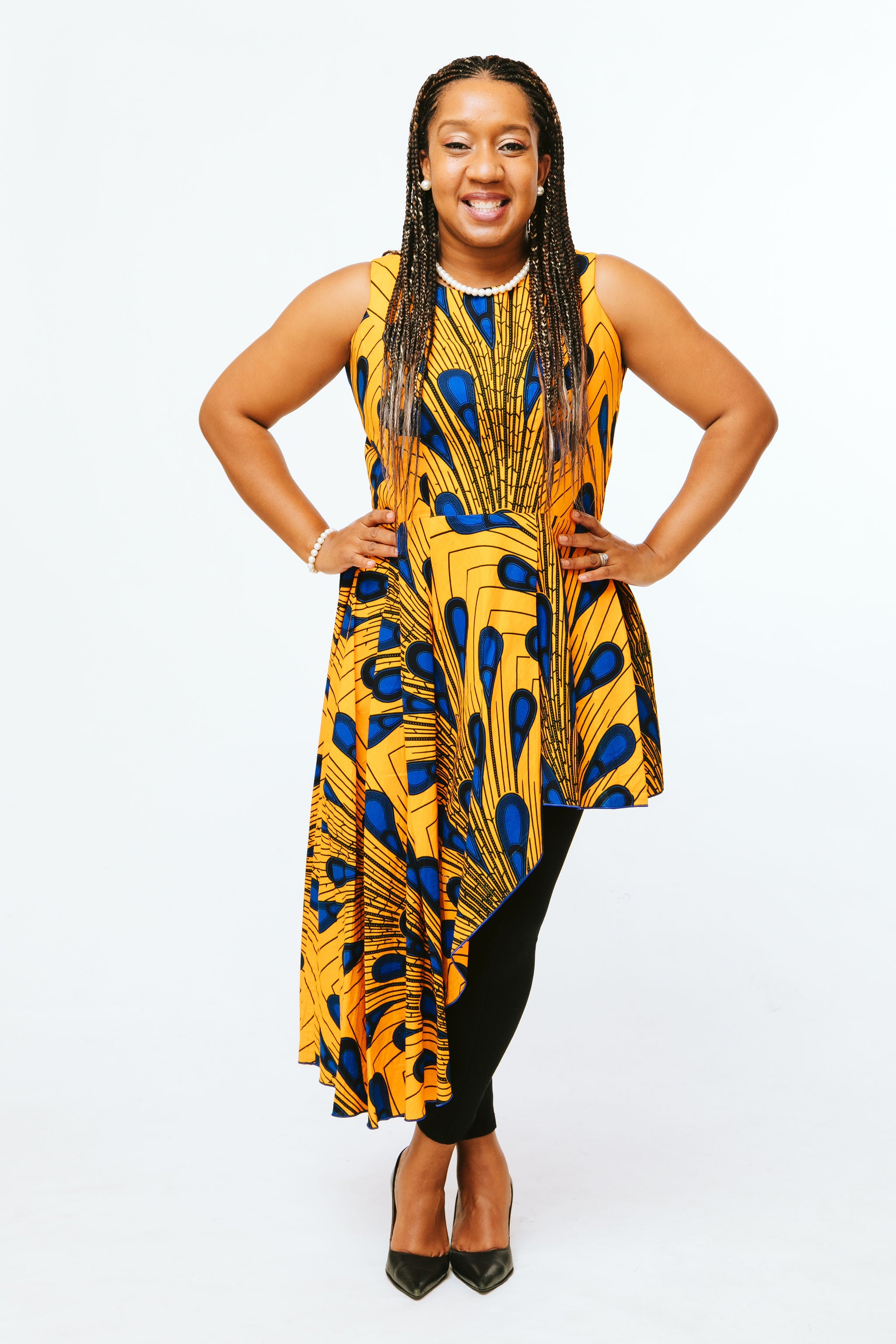 Yellow & Blue Peacock Print - Vicky