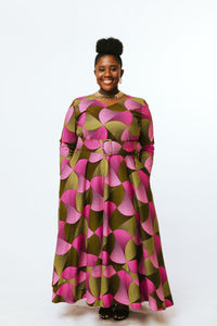 Pink & Green Print Maxidress - Alana