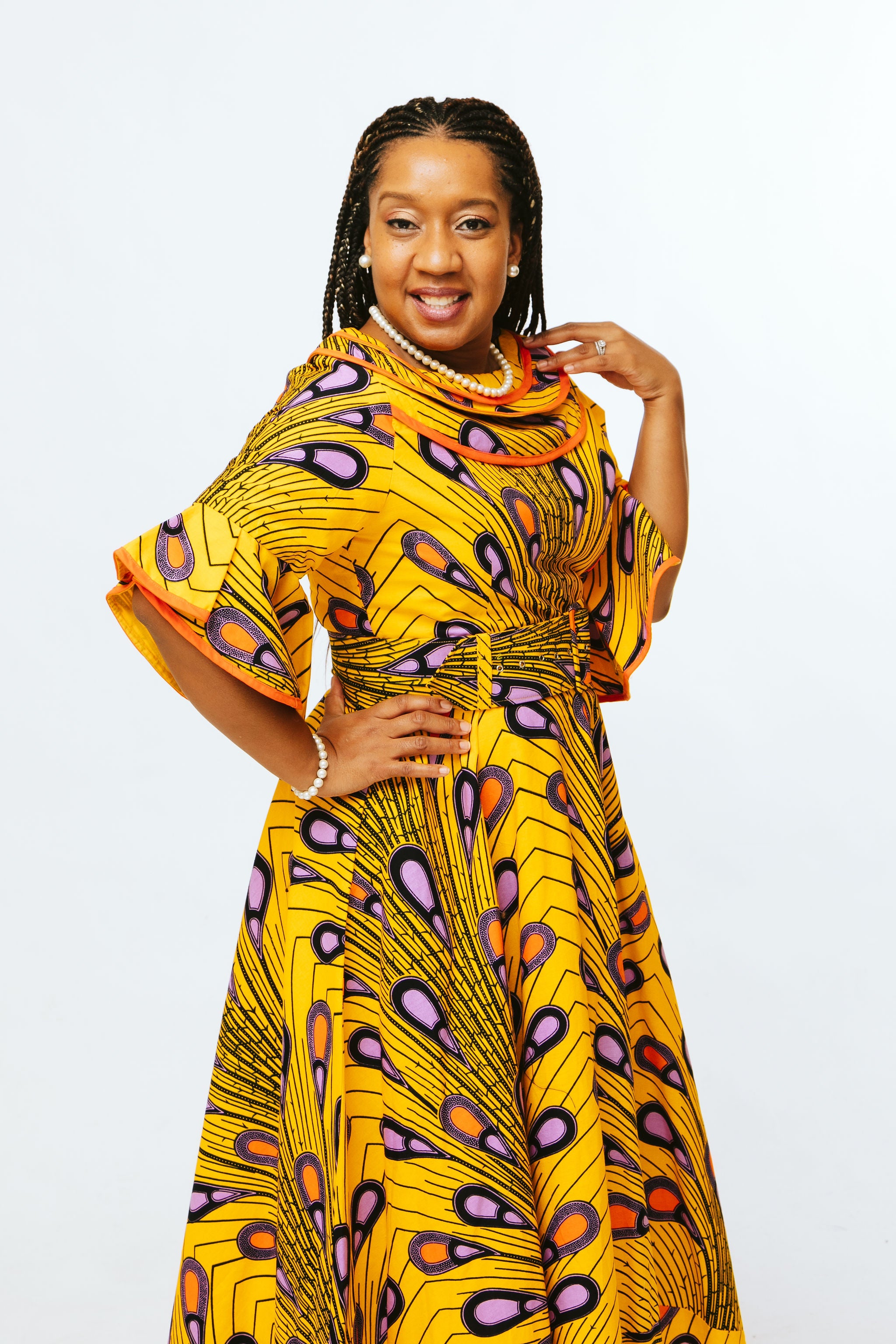 Yellow Peacock Print Dress - Kim VILLAGE BOUTIQUE: Designer African Clothing Yellow Peacock Print Dress - Kim VILLAGE BOUTIQUE: Designer African Clothing