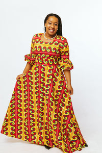Red & Yellow Maxidress - Raquel