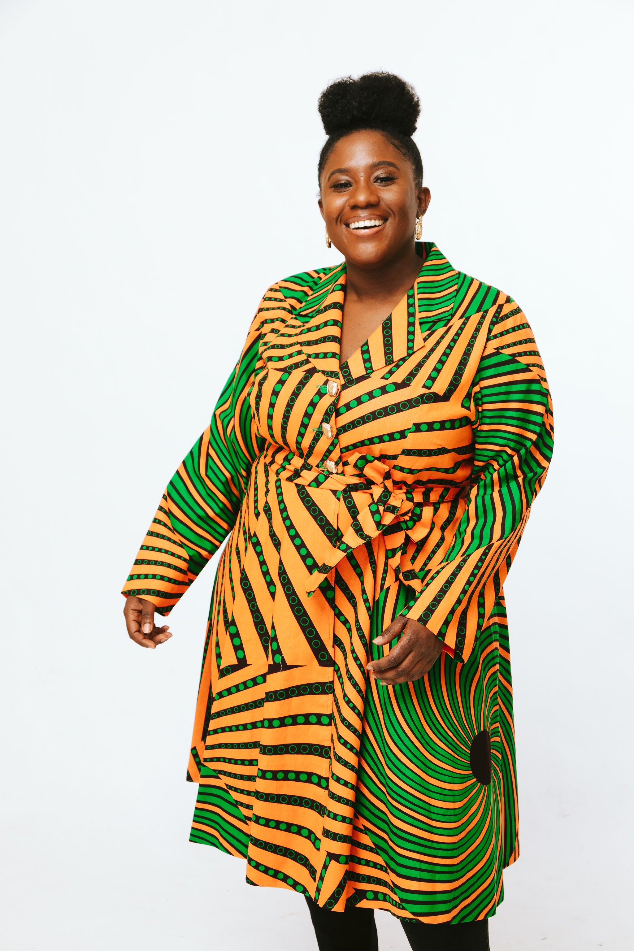 Green & Orange Coat Dress - Donna