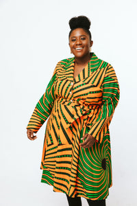 Green & Orange Coat Dress - Donna