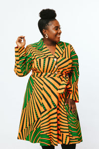 Green & Orange Coat Dress - Donna